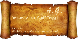 Antunovits Gyöngyi névjegykártya